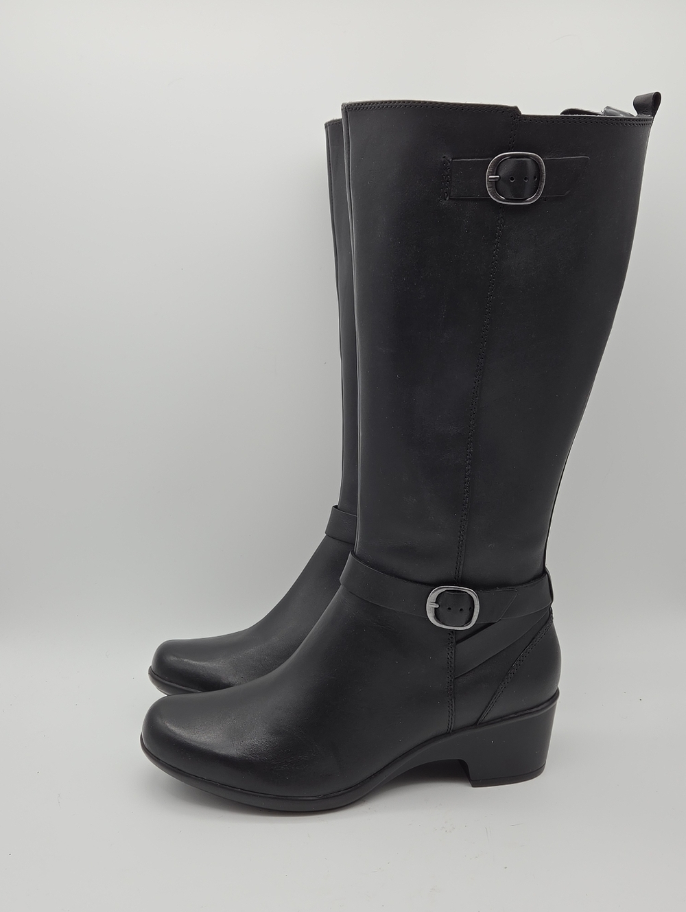 NWT Clarks Malia Poplar Black Leather Knee High Boots Size 10